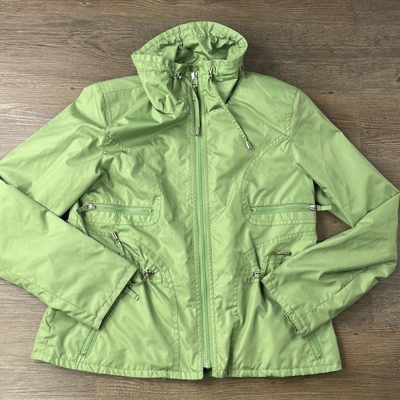 Gallery Petites Zip Up Lime Green Windbreaker Light Weight Jacket, size PS - Picture 1 of 12